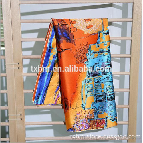 100%silk charmeuse lady scarf, 2016 latest design satin scarf 14mm 90x90 square hijab scarf